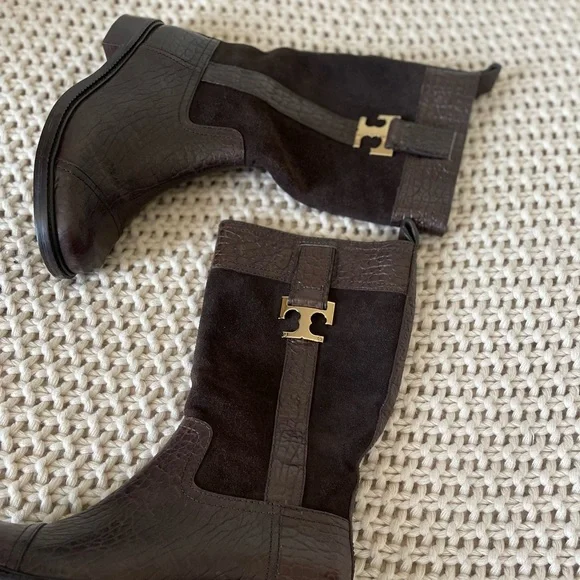 Tory Burch Brown 'corey' Leather Suede Boots - Picture 13 of 15